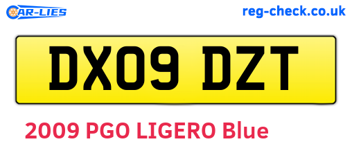 DX09DZT are the vehicle registration plates.