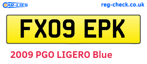 FX09EPK are the vehicle registration plates.