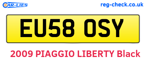 EU58OSY are the vehicle registration plates.