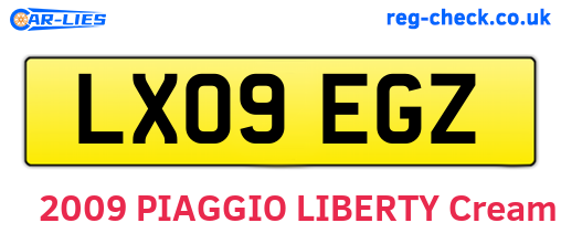 LX09EGZ are the vehicle registration plates.
