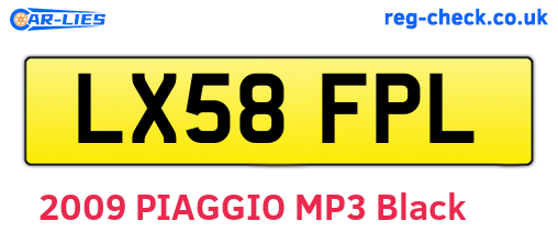 LX58FPL are the vehicle registration plates.