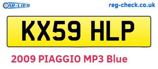 KX59HLP are the vehicle registration plates.