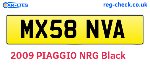 MX58NVA are the vehicle registration plates.