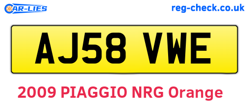 AJ58VWE are the vehicle registration plates.