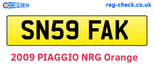 SN59FAK are the vehicle registration plates.