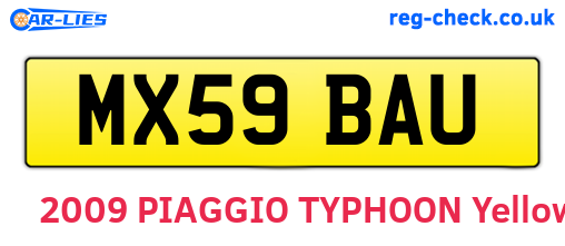MX59BAU are the vehicle registration plates.