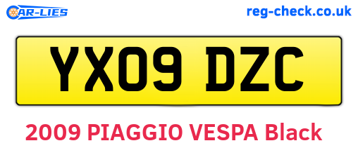 YX09DZC are the vehicle registration plates.