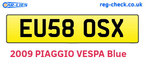 EU58OSX are the vehicle registration plates.