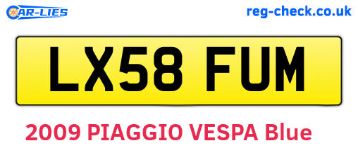 LX58FUM are the vehicle registration plates.