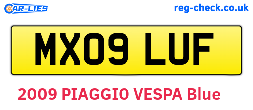 MX09LUF are the vehicle registration plates.