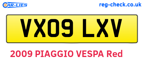 VX09LXV are the vehicle registration plates.