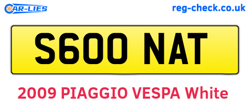 S600NAT are the vehicle registration plates.