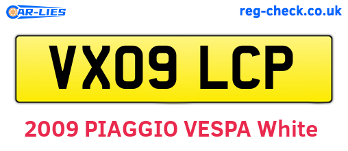 VX09LCP are the vehicle registration plates.