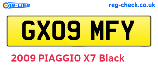 GX09MFY are the vehicle registration plates.