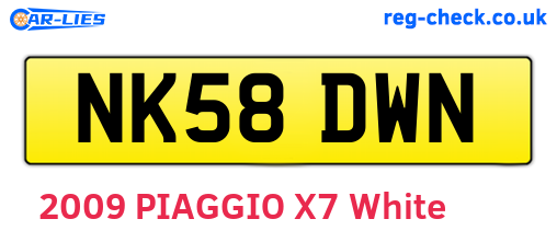 NK58DWN are the vehicle registration plates.