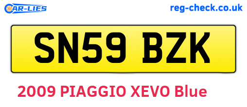 SN59BZK are the vehicle registration plates.