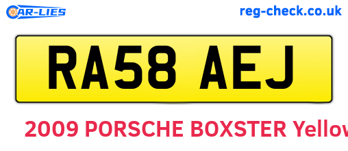RA58AEJ are the vehicle registration plates.