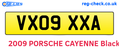 VX09XXA are the vehicle registration plates.