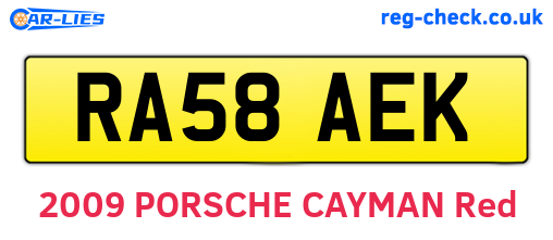 RA58AEK are the vehicle registration plates.