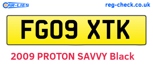 FG09XTK are the vehicle registration plates.