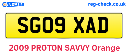 SG09XAD are the vehicle registration plates.