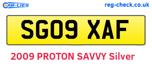 SG09XAF are the vehicle registration plates.