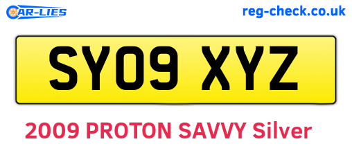 SY09XYZ are the vehicle registration plates.