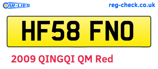 HF58FNO are the vehicle registration plates.