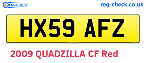 HX59AFZ are the vehicle registration plates.