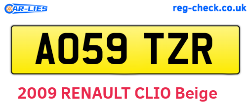AO59TZR are the vehicle registration plates.