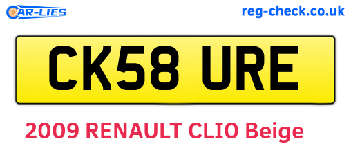 CK58URE are the vehicle registration plates.