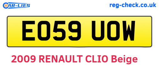 EO59UOW are the vehicle registration plates.