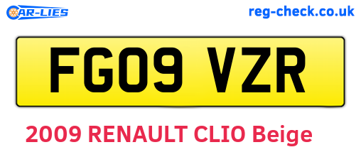 FG09VZR are the vehicle registration plates.