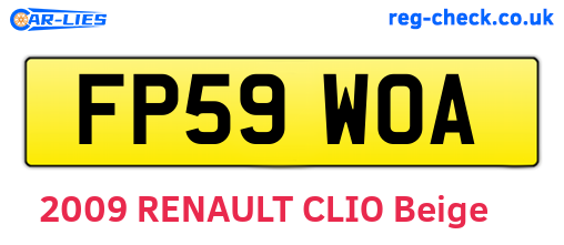 FP59WOA are the vehicle registration plates.