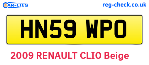 HN59WPO are the vehicle registration plates.