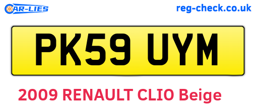 PK59UYM are the vehicle registration plates.