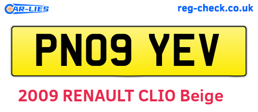 PN09YEV are the vehicle registration plates.