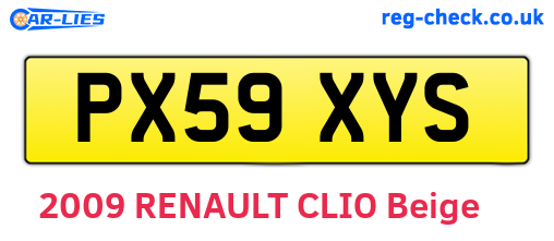PX59XYS are the vehicle registration plates.