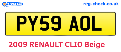 PY59AOL are the vehicle registration plates.