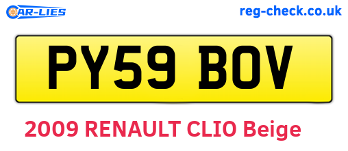 PY59BOV are the vehicle registration plates.