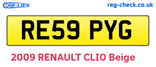 RE59PYG are the vehicle registration plates.
