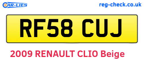 RF58CUJ are the vehicle registration plates.
