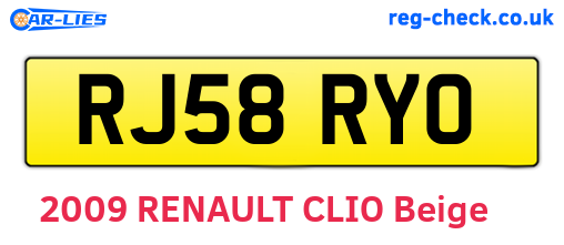 RJ58RYO are the vehicle registration plates.