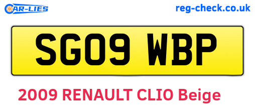 SG09WBP are the vehicle registration plates.