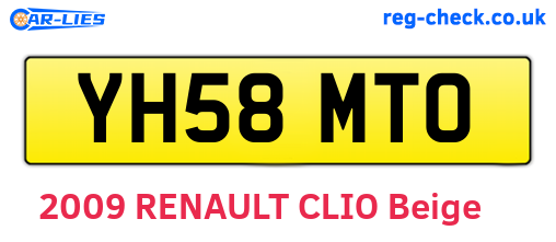 YH58MTO are the vehicle registration plates.