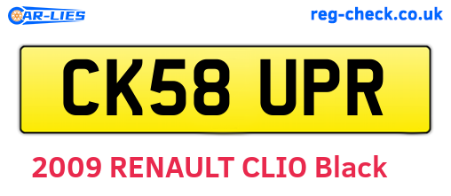 CK58UPR are the vehicle registration plates.
