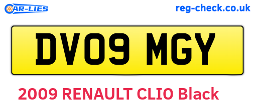 DV09MGY are the vehicle registration plates.