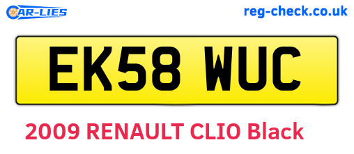 EK58WUC are the vehicle registration plates.