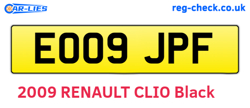 EO09JPF are the vehicle registration plates.