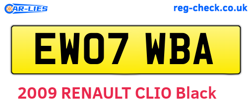 EW07WBA are the vehicle registration plates.